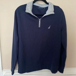 Nautical navy blue quarter zip sweater